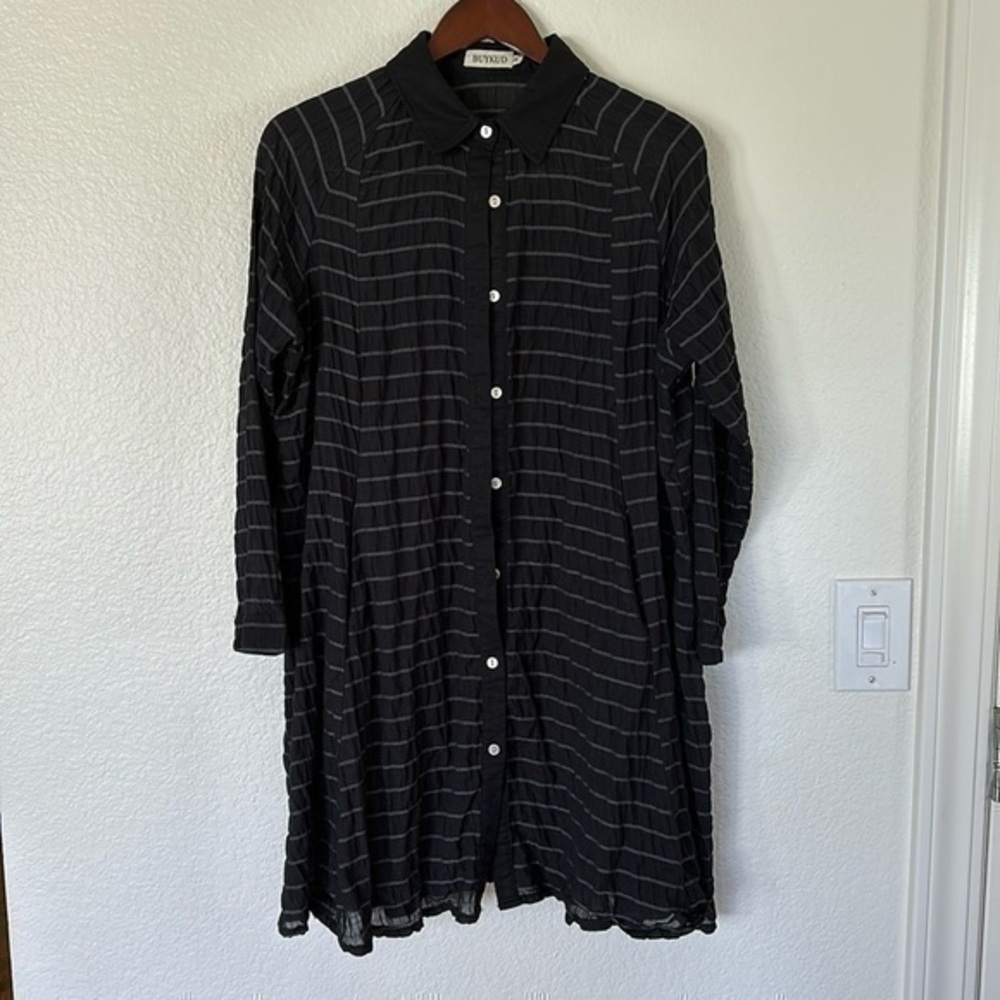 Buykud black linen medium cover up